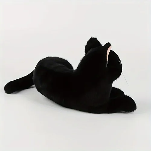 Miniatura 6 de Juguete de peluche suave de gato negro, gato negro realista de 12 pulgadas, regalo para niños y niñas (negro)