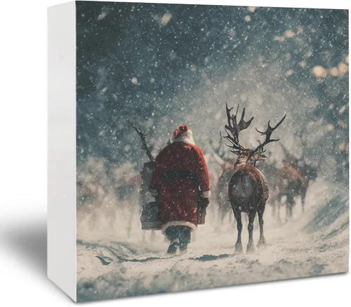 Miniatura 9 de Letrero de madera de Papá Noel – Decoración retro de Navidad de Papá Noel, caja de madera rústica de Satanás para el hogar, cocina, baño, mesa