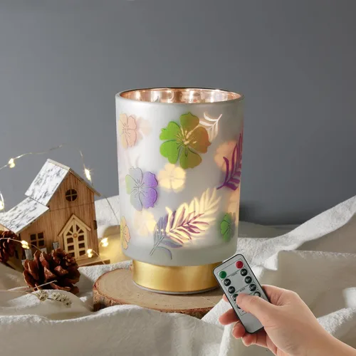 Miniatura 12 de Eywamage Pequeña lámpara de mesa con pilas con control remoto, lámpara de cristal inalámbrica de ciervo del bosque para dormitorio, sala de estar