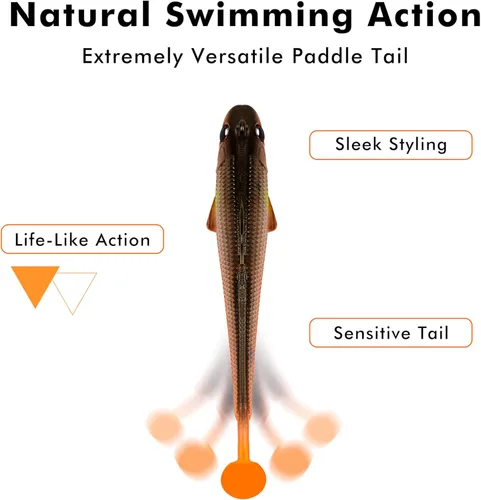 Miniatura 4 de TRUSCEND Shadtale Easy Catch Soft Fishing Lures with BKK Hooks - Trembly Sinking and Vibrating Swim for More Bites, Pre-Rigged Swimbaits for Bass