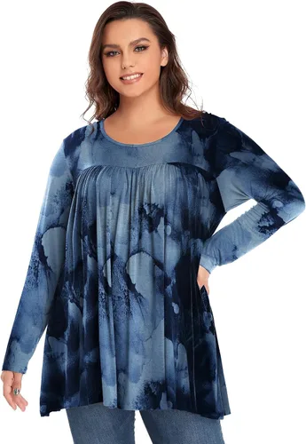 Miniatura 2 de OVERWORETY Camiseta tipo túnica de manga larga para mujer, plisada, casual, para otoño, para usar con leggings