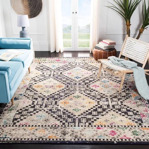 Miniatura 21 de Safavieh Madison Collection MAD418F - Alfombra de área con diamantes, Polipropileno, Gris/amarillo