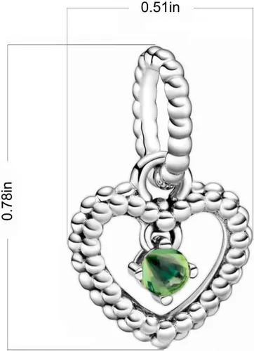 Miniatura 7 de Dijes de piedra natal de plata de ley 925 con dije de corazón para pulsera, collar, dije de feliz cumpleaños, cuentas colgantes de corazón