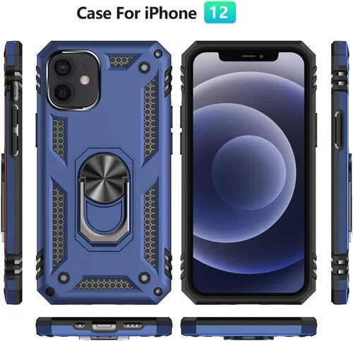 Miniatura 5 de Funda para iPhone 12, iPhone 12 Pro, [grado militar de 16 pies probada en caídas], anillo protector a prueba de golpes para iPhone 12/12 Pro, azul