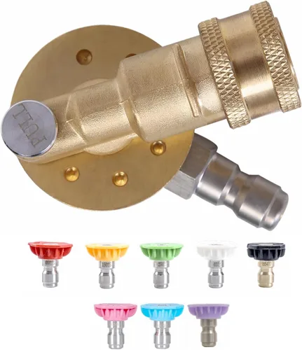 Miniatura 10 de Meteor Blast Acoplador pivotante con 8 puntas de boquilla de lavadora a presión 2.5 gpm, 5 ángulos de 120 grados, diseño resistente y bloqueo