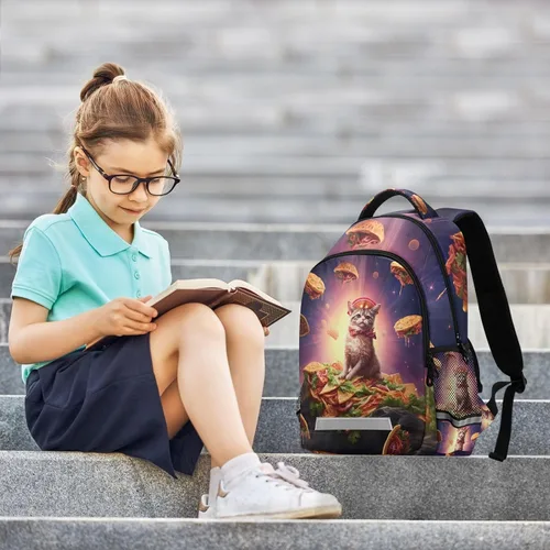 Miniatura 8 de Mochila de lobo galaxia púrpura para niños y niñas, bolsas de libros de escuela primaria con clip para el pecho 202A0536, 202A0047, Mochilas