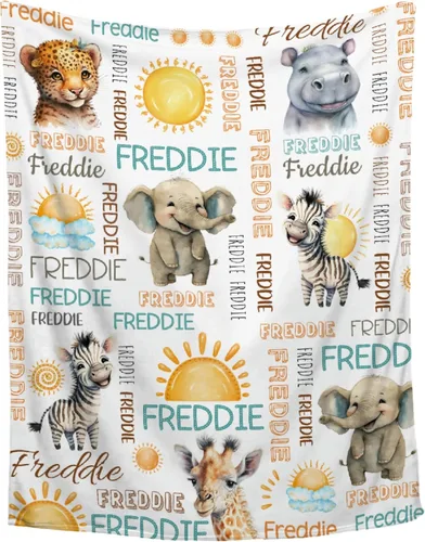 Miniatura 26 de Manta de bebé personalizada con diseño de animales del bosque, manta personalizada con nombre para niñas y niños, regalos de registro, manta suave