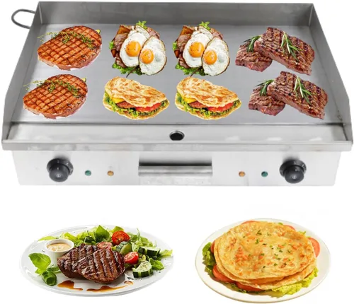 Plancha eléctrica antiadherente de 4400 W, parrilla termostática de doble control de 572 °F/572.0 °F con disyuntor de sobrecarga, parrilla