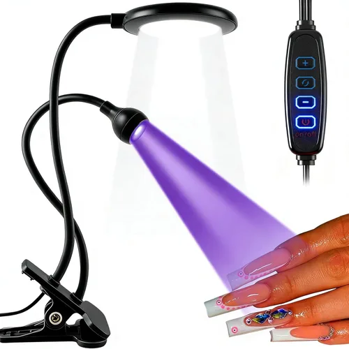 TADOPRO - Lámpara de uñas de doble cabezal, luz de curado con flash UV, lámpara LED profesional de tecnología de uñas para uñas de gel, luz de