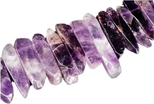 Cuentas de cristal de amatista natural, tira plana irregular, cuentas sueltas de palo para hacer joyas, cristal curativo, pulido o crudo en la parte