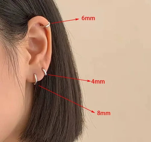 Miniatura 3 de Aretes de aro pequeños minimalistas para mujeres y niñas, plata de ley 925, pulido dorado, mini arracadas para cartílago, hélix, envoltura fina