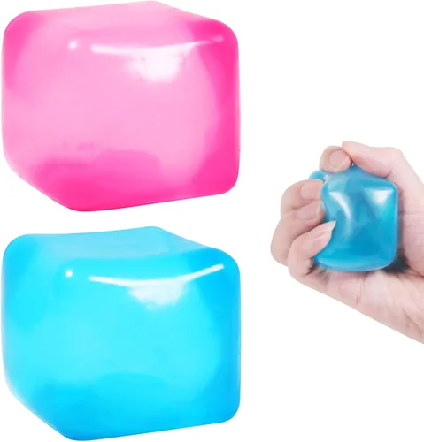Miniatura 11 de 2 piezas de gran cubo de estrés de 2.45 pulgadas, bola blanda de hielo de mampostería Squishy - Juguete de diamante de malta y azúcar para tu mejor