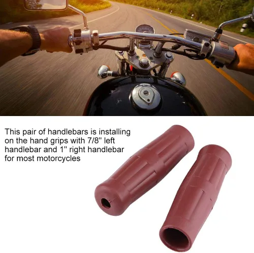 Miniatura 3 de Empuñaduras de motocicleta de estilo vintage, diseño de botella de coque de goma con patrón antideslizante, ajuste universal para manillares de 7/8