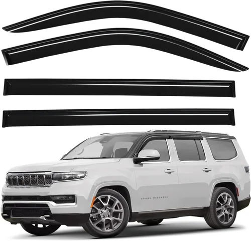 Miniatura 32 de Deflectores de ventana tintados ahumados con cinta adhesiva para ventana lateral, deflectores de lluvia compatibles con Ram 2009-2018 1500 Crew Cab