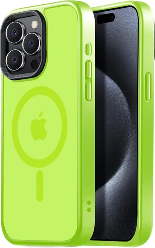 Miniatura 17 de Tigowos - Funda magnética para iPhone 15, resistente a las caídas, sensación de piel mate, a prueba de golpes, delgada, negro mate