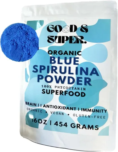 Polvo de espirulina azul orgánico, paquete a granel de 1 libra, 100% ficocianina, superalimento puro de algas azules, para colorante natural de