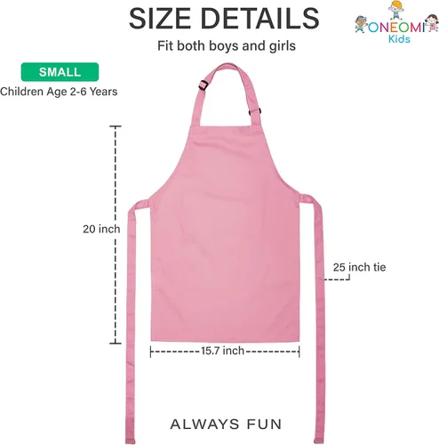 Miniatura 2 de Delantal para niños, pequeño, 100% algodón con una correa ajustable para adaptarse a todas las edades Rosa