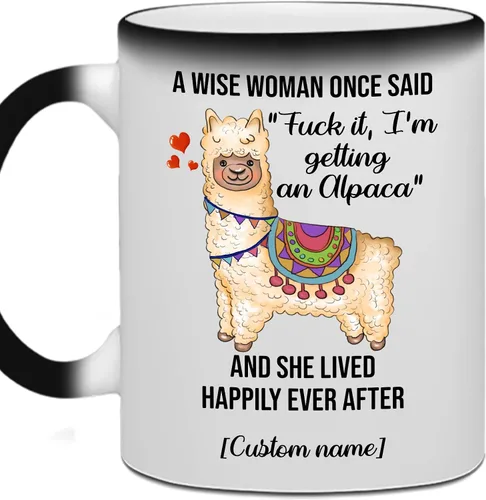 Miniatura 9 de WHIDOBE Regalos divertidos personalizados de alpaca para mujeres, taza de café de cerámica personalizada de 11 onzas y 15 onzas para amantes