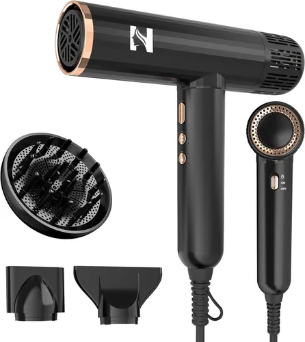 Nicebay Secador de Pelo Iónico con Difusor para Cabello Rizado, Motor Sin Escobillas de Alta Velocidad de 1600W y 110000RPM para Secado Rápido,