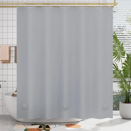 Miniatura 75 de AmazerBath - Cortina de ducha de plástico, 70 x 72 pulgadas, cortina de ducha esmerilada de plástico, impermeable, pesada, gruesa, con 3 piedras