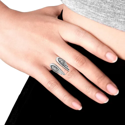 Miniatura 6 de Anillo de plata de ley 925 con diseño de alas de ángel