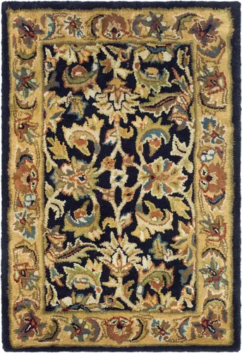 SAFAVIEH Classic Collection - Alfombra decorativa de 2 x 3 pies, color negro y dorado, hecho a mano, lana oriental tradicional, ideal para zonas de