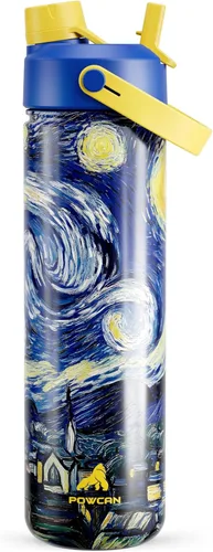 Miniatura 40 de POWCAN - Botella de agua térmica 2 en 1, sorbete y tapa con boquilla, antifugas, acero inoxidable sin BPA, apta portavasos automóvil, bebida fría 24