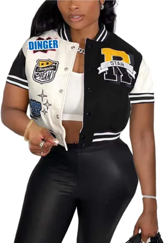 Camisas con botones para mujer, chaqueta universitaria recortada de manga corta para mujer, tops de verano para mujer, tallas S-XXL