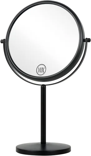 ALHAKIN Espejo de maquillaje con aumento de 10x, espejo de mesa de 8 pulgadas de doble cara con aumento, espejo de maquillaje giratorio para baño,
