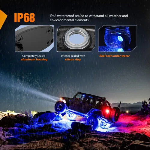 Miniatura 5 de Nilight - luz LED Rock, 4 unidades, nocturnas, para automóvil Azul