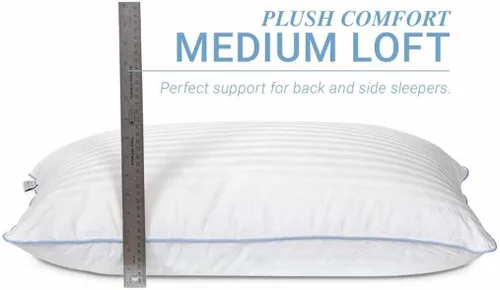 Miniatura 5 de eLuxurySupply - Almohadas de cama de alta calidad, paquete de 2, almohadas de cama para dormir, densidad media y loft, funda 100% algodón y relleno