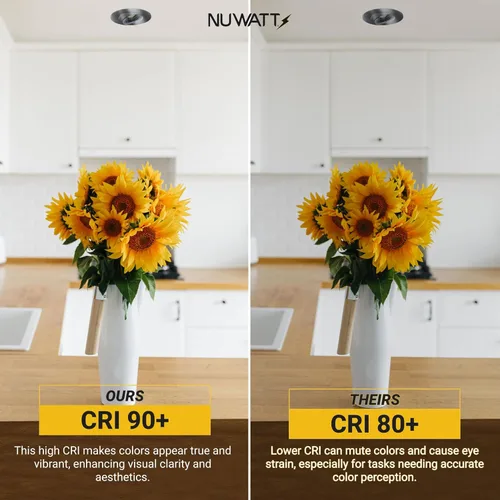 Miniatura 8 de NUWATT Foco empotrable con cardán LED de 3 pulgadas, paquete de 4, luz LED todo en 1 sin lata con 5 interruptores de color CCT 2700K - 5000K, 8W