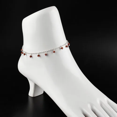 Miniatura 2 de Yanara Tobilleras de piedras preciosas para mujer, piedra natal natural, chapada en plata, joyería hecha a mano en 8.5 + 1.5 pulgadas, cristales
