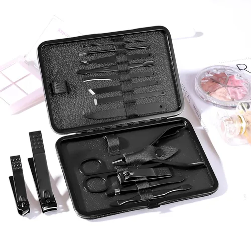 Miniatura 6 de Kit de manicura y pedicura para cortar uñas, tijeras Vibrissac de 5 piezas, las mejores herramientas de cuidado para hombres y mujeres con estuche