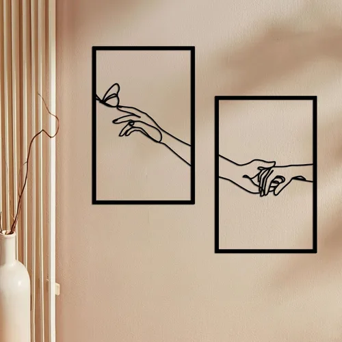 Miniatura 5 de Arte de pared de metal con forma de mano de cuerpo minimalista de líneas femeninas, esculturas de pared modernas de línea abstracta para el hogar