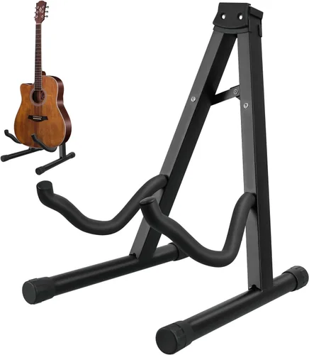 Miniatura 10 de DkOvn Paquete de 1/2/4 soportes para guitarra, soporte de guitarra plegable con marco en A con goma antideslizante y brazos de espuma, para guitarra