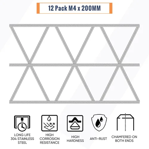 Miniatura 5 de LEIFIDE Varillas roscadas de 8/32 pulgadas 4mm con tuercas hexagonales de 4mm Tuercas hexagonales roscadas totalmente de acero inoxidable