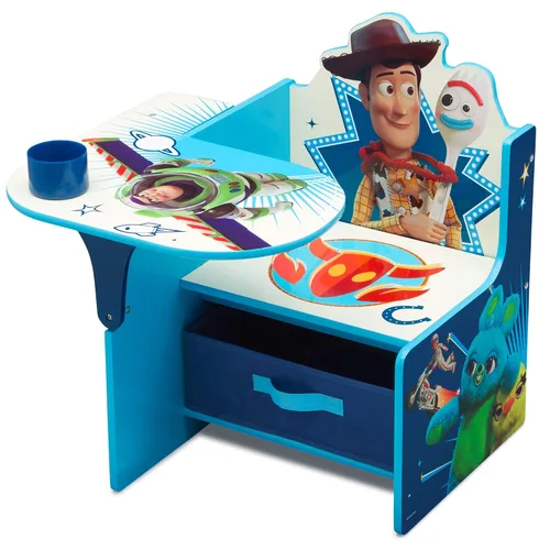 Miniatura 5 de Delta Children Sesame Street Elmo - Silla tapizada, color rojo y Disney/Pixar Toy Story 4 y 6 cubos de diseño y almacenamiento organizador