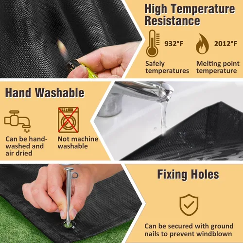Miniatura 6 de Tapete para hoguera, 37.8 x 39.4 pulgadas, manta ignífuga para debajo de la hoguera, compatible con Solo Stove, alfombra resistente al calor