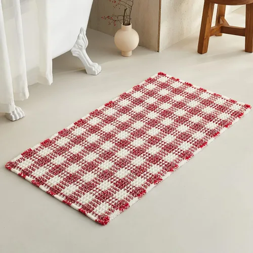 Miniatura 116 de TYUU Tapete de baño estilo gofre, tapete de baño bohemio, antideslizante, lavable, súper absorbente, de secado rápido, bonito tapete de baño
