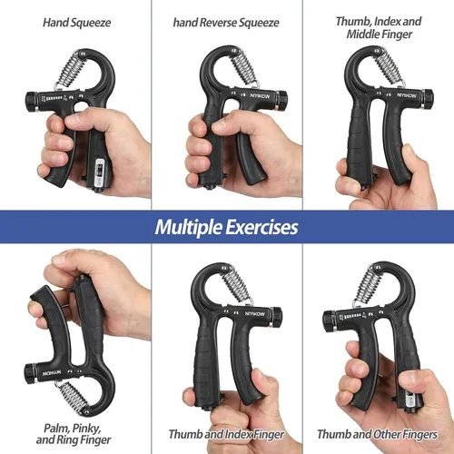 Miniatura 3 de NIYIKOW Paquete de 2 entrenadores de fuerza de agarre con contador, fortalecedor de agarre de mano, resistencia ajustable de 5 a 132.3 lbs, agarre
