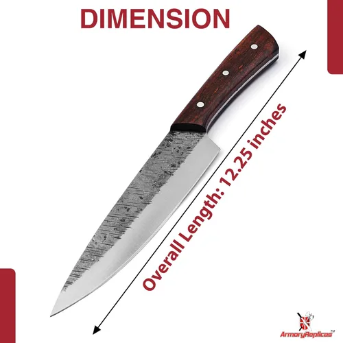 Miniatura 2 de Armory Replicas Kiss the Cook Cuchillo de cocina culinario de espiga completa con acabado texturizado de acero al carbono
