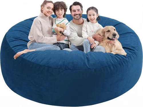 Miniatura 35 de Silla de Puf de 3 Pies, Sillas de Puf Cómodas con Relleno de Espuma Viscoelástica, Sofá de Puf Esponjoso con Funda de Terciopelo Holandés, Sillas