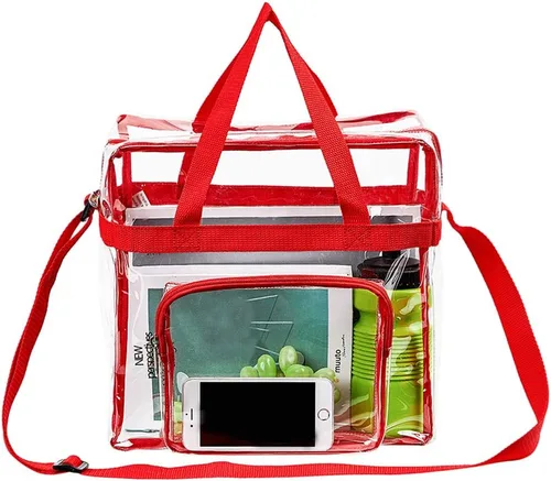 Clearworld Bolsa transparente aprobada para estadios, transparente de 12 x 12 x 6 pulgadas, con bolsa frontal para accesorios para viajes, gimnasio