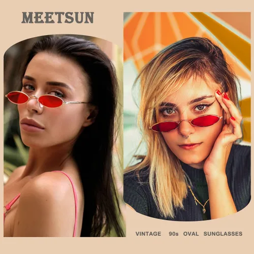 Miniatura 2 de MEETSUN Gafas de sol ovaladas vintage con marcos de metal pequeños, lentes góticos de diseño