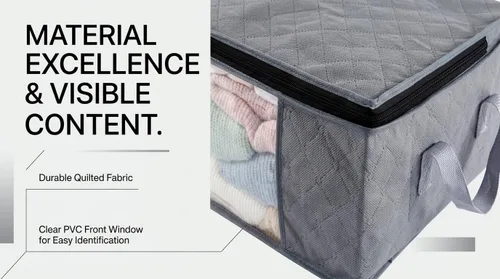 Miniatura 3 de G01 - bolsas de almacenamiento de tamaño rectangular para guardar ropa, 3 unidades, color gris Paquete gris de 6 piezas