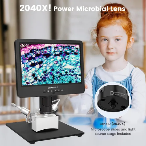 Miniatura 7 de LM249MS - Microscopio digital HDMI de 3 lentes de 10.1 pulgadas, microscopio de soldadura 2000X, cámara para reparación electrónica, soporte