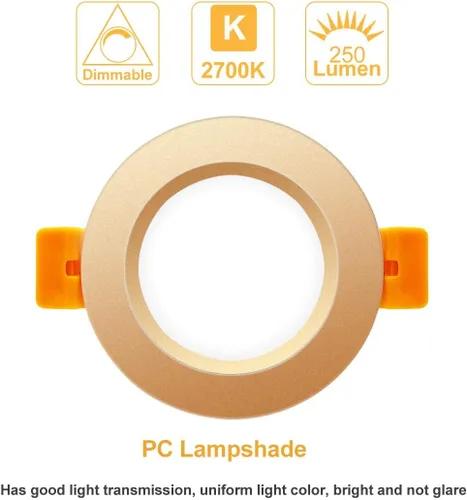 Miniatura 3 de Iluminación empotrable LED de 2 pulgadas, regulable, 3 W (equivalente a halógeno de 35 W), blanco ultra cálido de 2700 K, CRI80, luz de techo LED