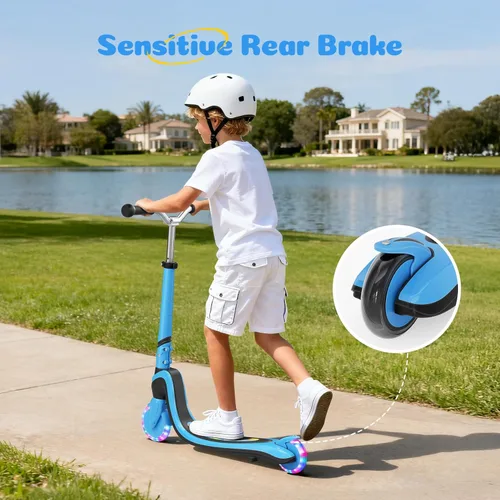 Miniatura 5 de Patinete de 2 ruedas, scooter para niños con ruedas y cubierta iluminadas, altura ajustable, 2 ruedas para niños de 5 a 7 años, scooters para niños