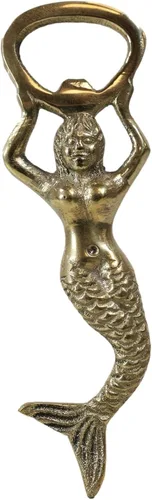Ebros Gift Vintage Marine Nautical Heavy Duty Latón Acabado Oro Sirena Costera Sirena Sirena Soda Botella de Cerveza Tapa Abremano 4.5" Alto Mar